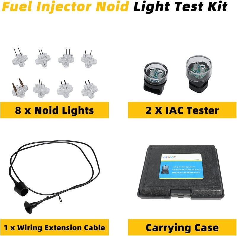 DPTOOL Fuel Injector Noid Light Test Kit Noid Lites IAC Tester Compatible with GM PFI/TBI/SCPI/Multec2 Replacement for Ford TBI Compatible with Bosch2/PFI with Extension - Image 2